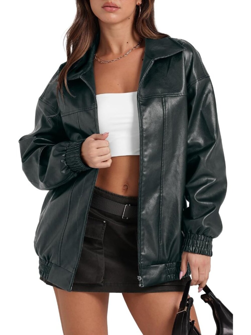 Women's Blue Faux Oversized Motorcycle Bomber Coats Fall Fashion Winter Jackets
